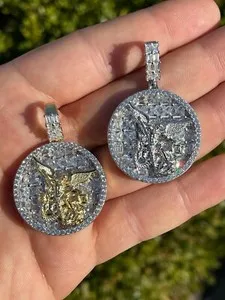 Authentic Celestial Guardian: 925 Silver St. Michael Archangel Pendant, Ice‑Gold Radiance