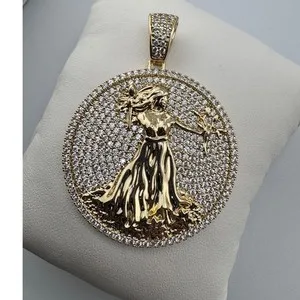 Authentic The Radiant Sovereign: 14K Gold-Plated Celestial Lady Medallion