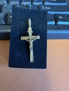 Authentic Religious Pendant Gold Plated Crucifix No Chain it is 2 inches long