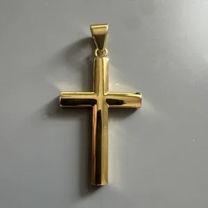 Authentic Gold Plated Cross Pendant 24 Inch Chain Religious Catholic