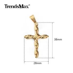 Authentic Gold Plated Religious Cross Pendant Necklace Men's Chain 16-30"
