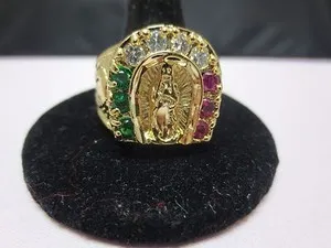 Authentic Guardian of Faith - Mens Nugget Religious Virgin Mary CZ Ring