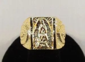 Authentic SIZE 8-13 MENS 14KT GOLD PLATED RELIGIOUS VIRGIN MARY OUR LADY OF GUADALUPE RING