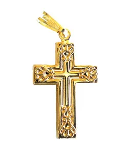 Authentic Gold Plated Cross Religious Necklace Pendant Charm Christmas Free Shipping
