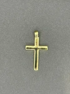 Authentic Solid 14K Gold Plated Cross Pendant Classic Christian Religious Charm