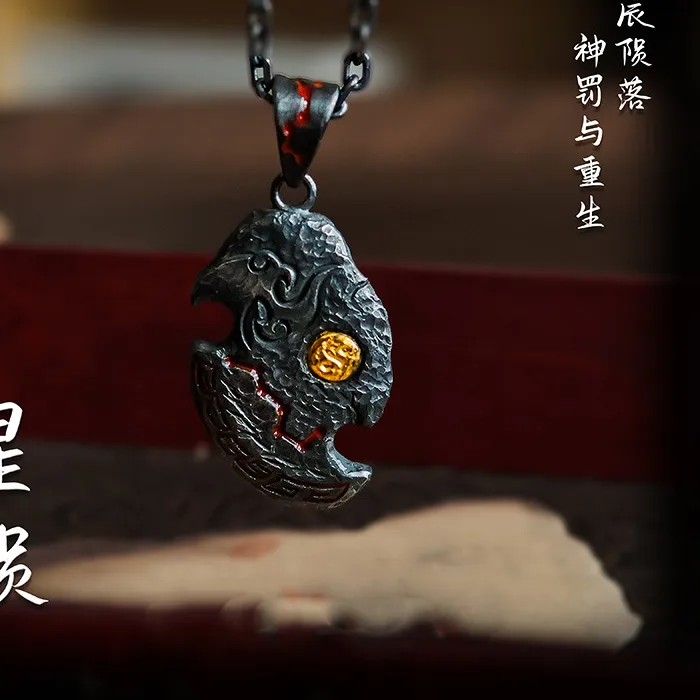 Authentic Chinese Style Handmade Star Fall Tomahawk Pendant Necklace Taoist Tai Chi Big Dipper Lucky Blessing Wealth Attracting Fortune