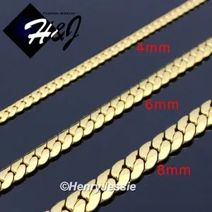 Authentic 18-40"MEN Stainless Steel 3/4/5/6/8mm Gold Plated Miami Cuban Chain Necklace*155
