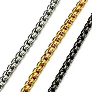 Authentic Women Men 1.5-4mm Stainless Steel 18k Gold Plated Square Rolo Chain Necklace