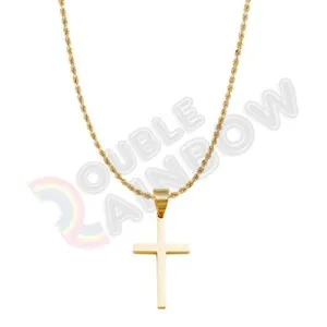 Authentic Men's Gold Plated Necklace Cross Rope Chain with Pendant *P30