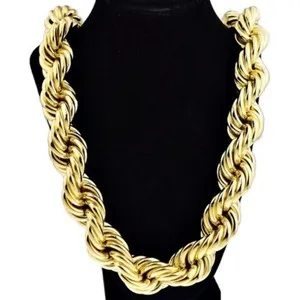 Authentic Celestial 14k Gold‑Plated Hollow Rope Medallion – 25 mm × 30 in Sacred Chain