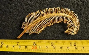Authentic Vintage Coro Gold Plated Feather Brooch