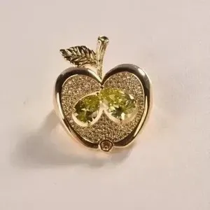 Authentic Pear Cut Citrine Sanctuary: 14K Rose Gold Plated Apple Brooch