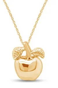 Authentic Apple Pendant Necklace in 14k Yellow Gold Plated Sterling Silver