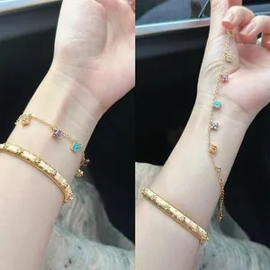 Authentic Gold Plated Four Leaf Clover Tassel Necklace, Elegant Jewelry for Women