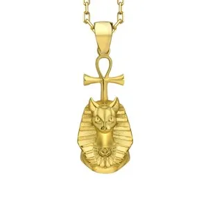 Authentic Bastet with Ankh in Polished Sterling Silver Necklace for Sister Birthday Gift