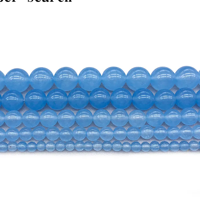Authentic Natural Stone Light blue Chalcedony Jades Round Loose Beads 4 6 8 10 12MM Fit DIY Bracelet&Necklace Jewelry Making Part
