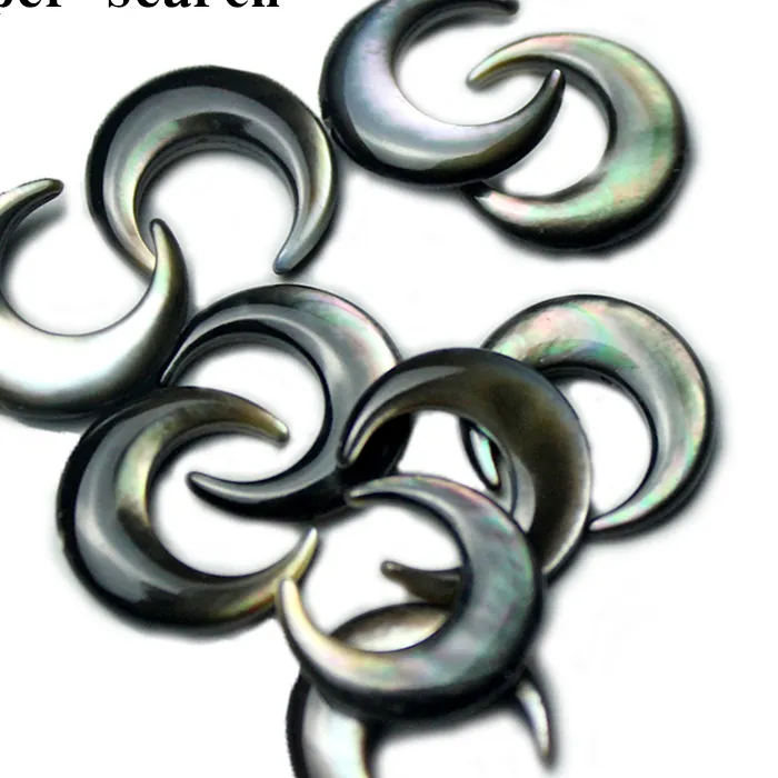 Authentic 1 piece Natural Sea Shell Bead Pendant Moon Shape Black Hole Exquisite Jewelry DIY Making Necklace Bracelet Earrings Accessories