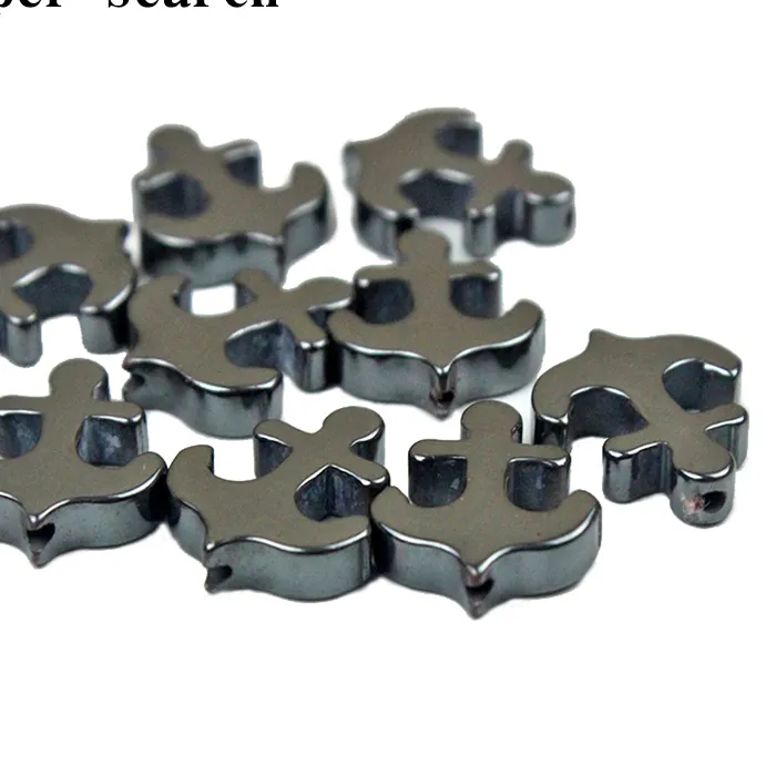 Authentic 10pcs/Lot 11x13mm Hematite Stone Beads Marine Pendant Antique Plated Mini Anchor Charms DIY Jewelry Making Bracelet Accessories
