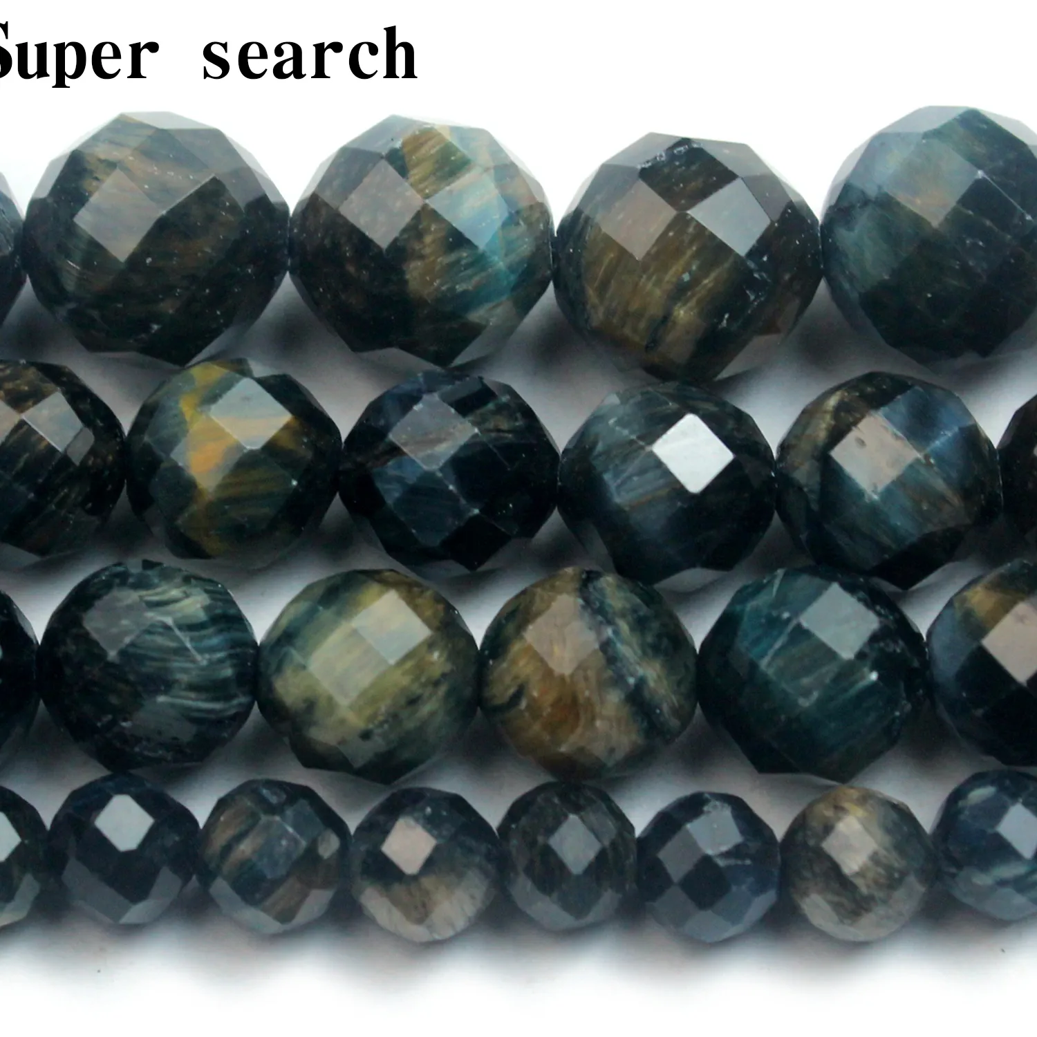 Authentic Midnight Tide Faceted Ink Blue Tiger Eye Sacred Spheres