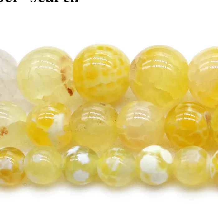 Authentic Wholesale Natural Stone Chalcedony smooth Yellow Agat Loose Round Beads Bracelet Necklace lady 6 8 10 MM Pick size For Jewelry
