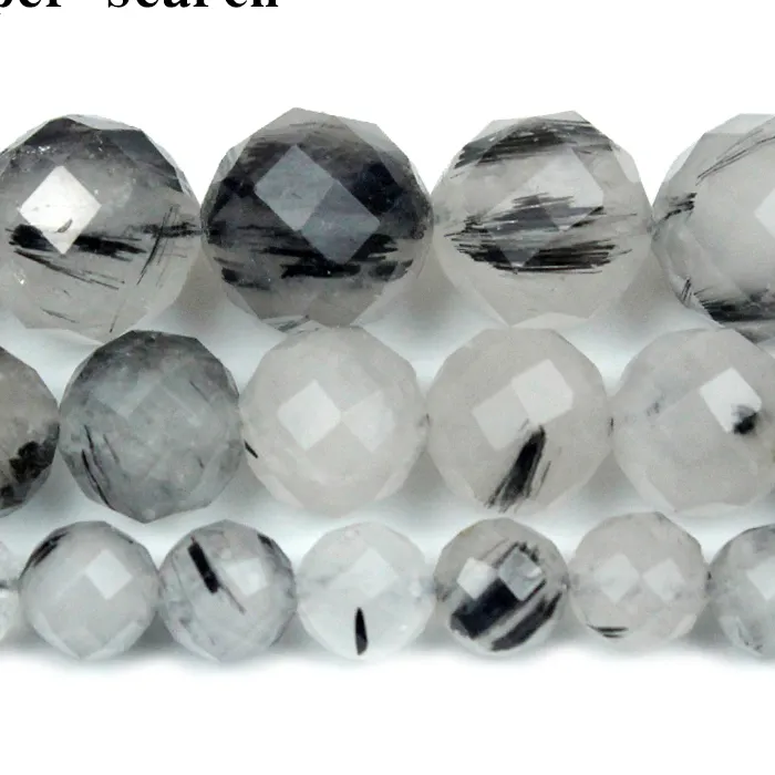 Authentic Shadow And Light Black Rutilated Quartz And Tourmaline Faceted Alchemical Strands