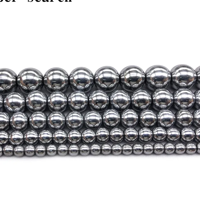 Authentic Natural Stone Silvery white Hematite Beads Round Loose Beads 4mm 6mm 8mm 10mm 12mm DIY Necklace Bracelet Jewelry Making Accessor