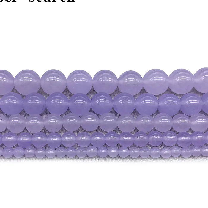 Authentic Natural Stone Lavender Violet Chalcedony Jades Round Loose Beads 4 6 8 10 12MM Fit DIY Bracelet&Necklace Jewelry Making Part