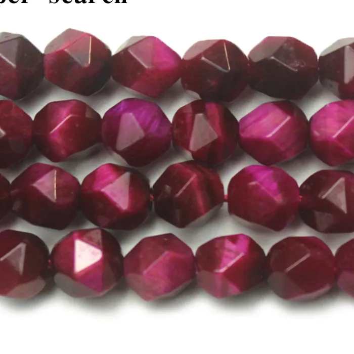 Authentic Natural Cutting wide surface Faceted Rose Pink Tiger Eye Stone Loose Beads For Jewelry Making DIY Bracelets Bracelet15" Strand