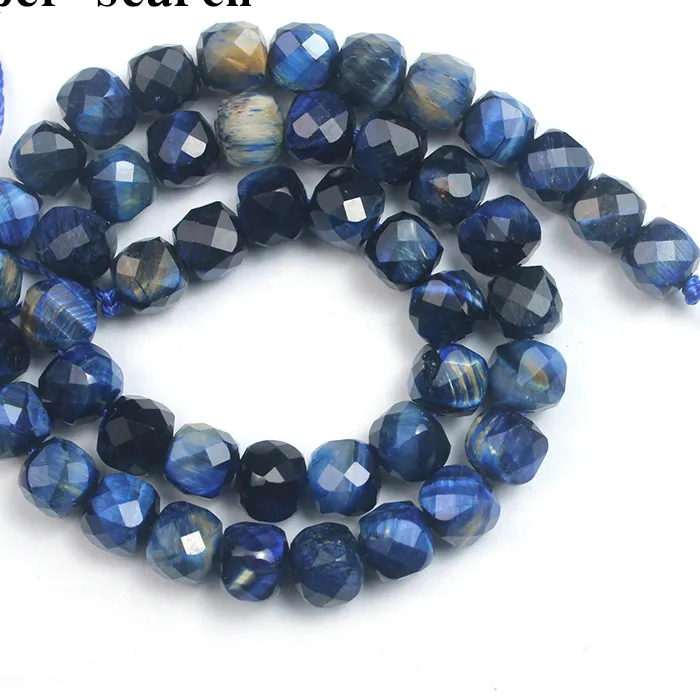 Authentic Faceted Blue Tiger Stone Cube Beads Diy Handmade Bracelet Necklace Accessories Scattered Beads