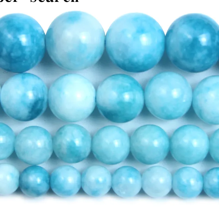 Authentic Natural Larimar Gem Stones Blue Round Loose Beads Ocean Sea Stone Beads for Women Jewelry Making DIY Bracelet Necklace