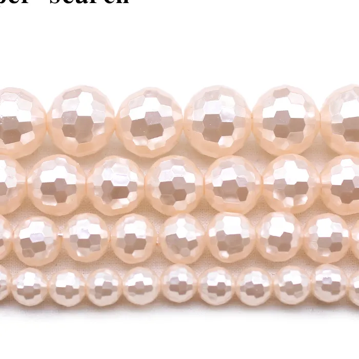 Authentic Natural Light Pink Shell Pearl Beads Round Loose Beads Faceted For Jewelry Making 15''inche Diy Bracelets Necklace Wholesale