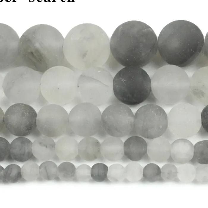 Authentic Natural Matte Dull Polish Gray Quartz Crystal Beads Loose Spacer Beads For Jewelry Making DIY Bracelets Necklace4/6/8/10/12mm