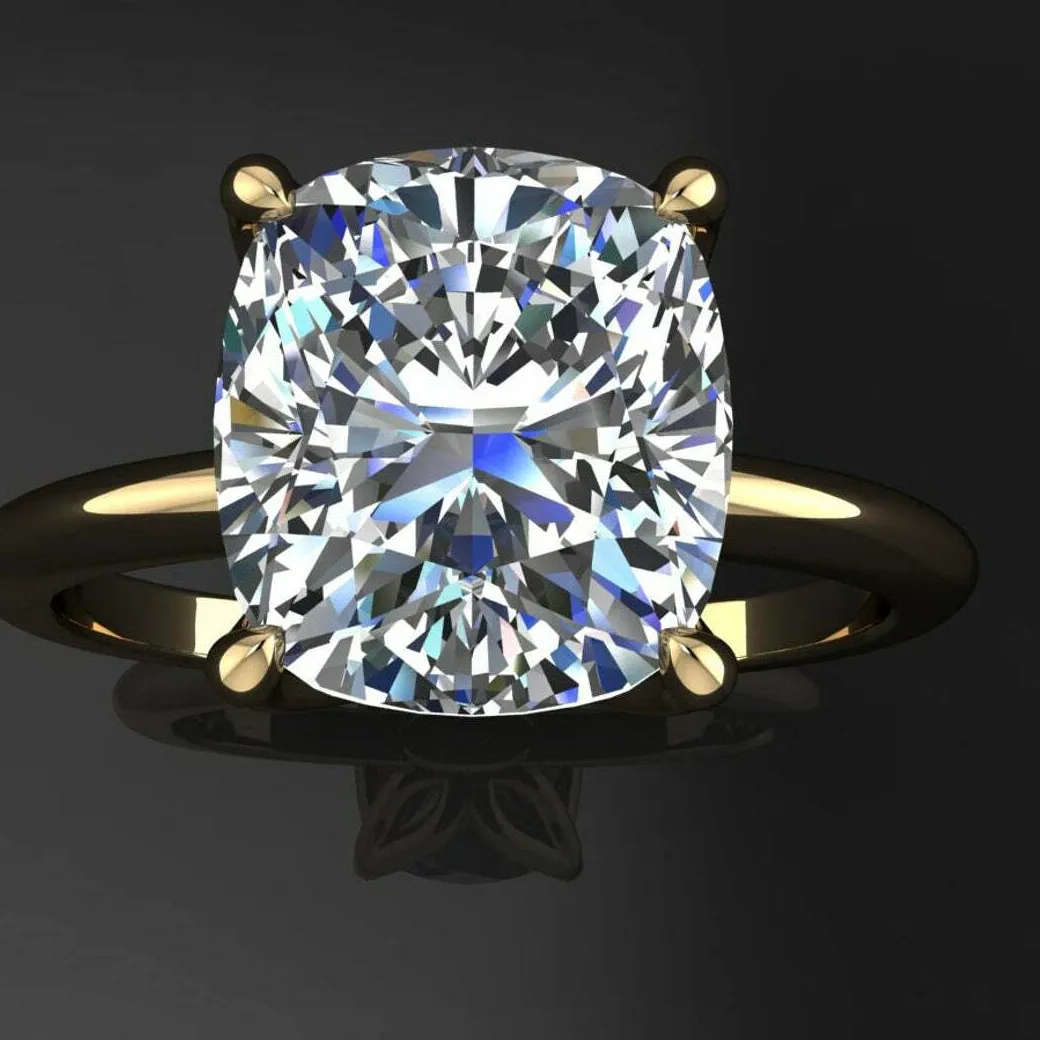 Authentic The Celestial Cushion: Ethereal Moissanite Solitaire in Radiant Gold