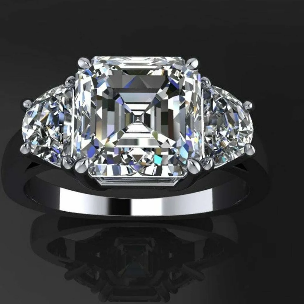 Authentic The Triad of Eternity Asscher Moissanite Ring