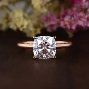 Authentic The Celestial Cushion: Moissanite Solitaire in Rose Gold Radiance