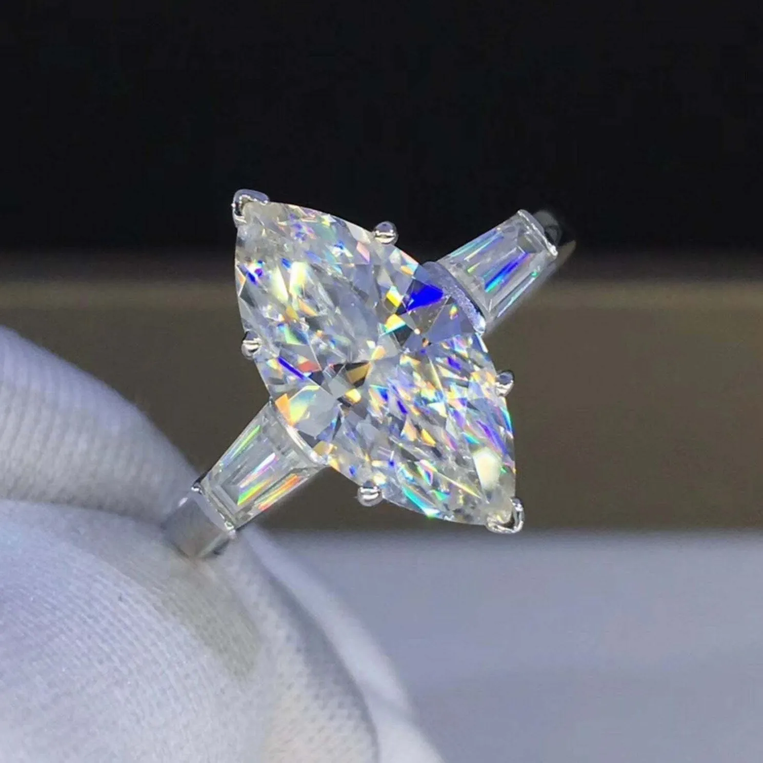 Authentic The Celestial Trinity: Marquise Moissanite Radiance