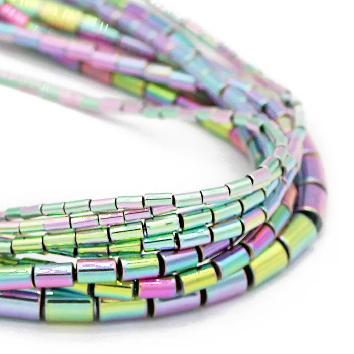 Authentic 4 5 6 8Mm Light Purple Cylinder Shape Natural Hematite Stone Spacer Round Loose Beads For Jewelry Making Diy Bracelet Findings