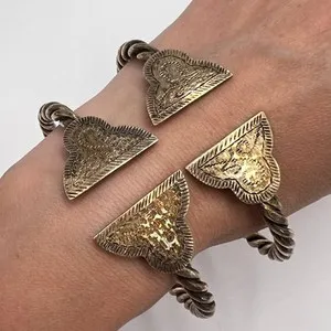 Authentic Ancient Echoes Tribal Gold-Plated Silver Cuffs