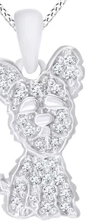 Authentic Celestial Yorkie Pendant: White Star Cubic Zirconia in 14K Gold‑Plated Silver