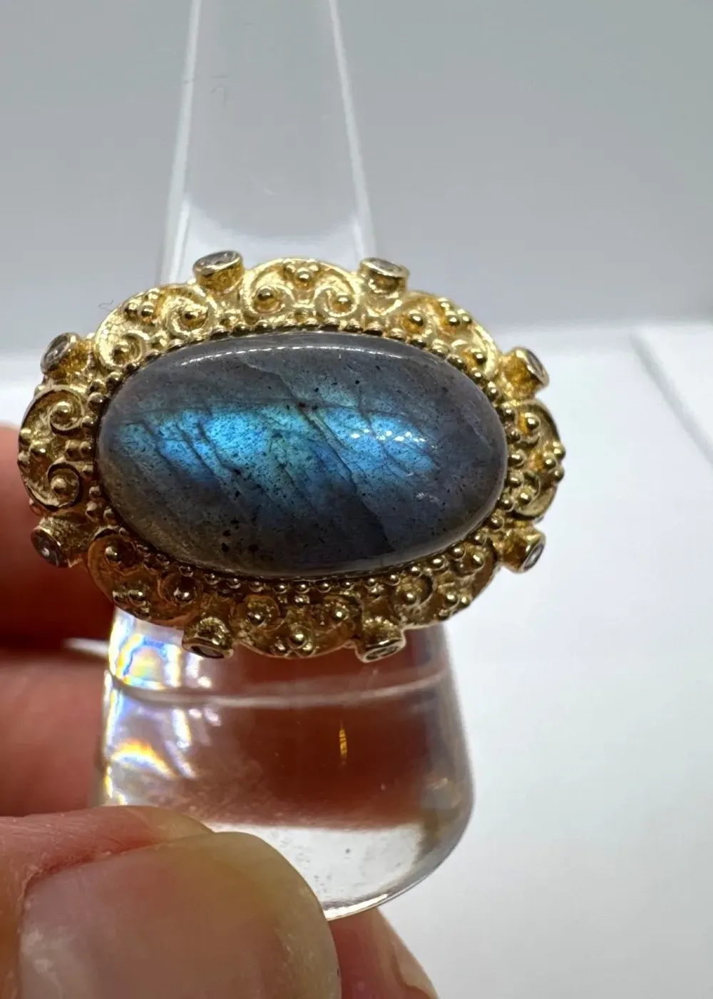 Authentic Golden Labyrinth: Labyrinthine Labradorite Guardian Ring