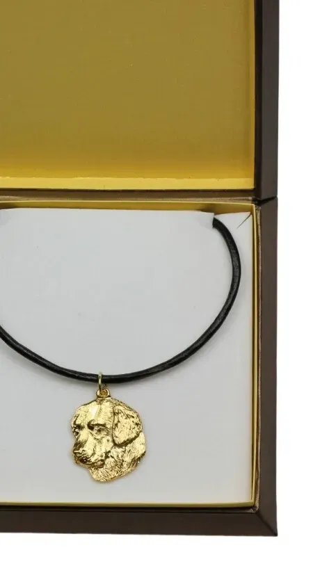 Authentic Golden Retriever - Dog Collar In Box, Gold-Plated Pendant For Dogs