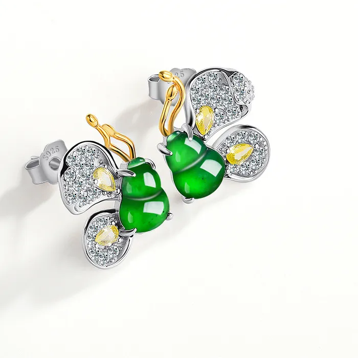 Authentic Ethereal Metamorphosis Green Burmese Jadeite Butterfly Earrings - Sacred Transformation Amulet