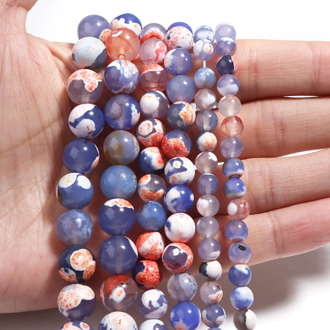 Authentic Ember of Transformation: Blue-Orange Fire Agate Beads for Inner Radiance
