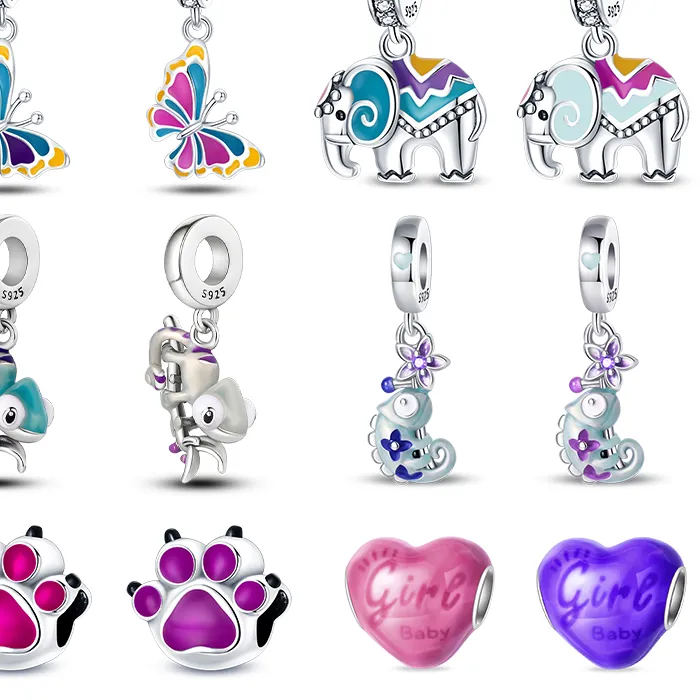 Authentic Color Changes with Temperature Chameleon Ladybug Silver Charms Beads Fit Qikaola 925 Original Bracelets Fine DIY Jewelry