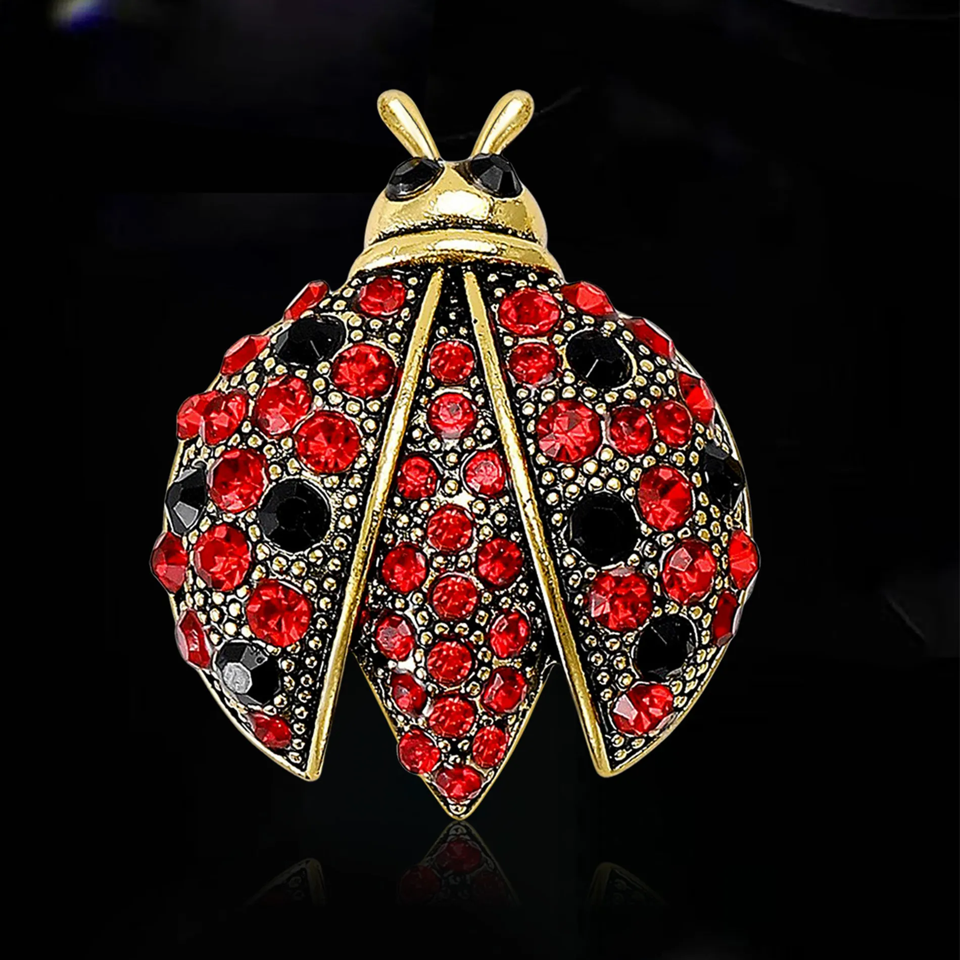 Authentic Rhinestone Ladybug Brooches for Women Insect Pins Keychain Event Party Gifts Jewelry Decoration Accessories