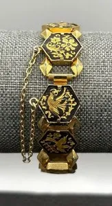 Authentic The Immortal Phoenix Rebirth Talisman - Damascene Gold and Enamel Sacred Geometry Bracelet