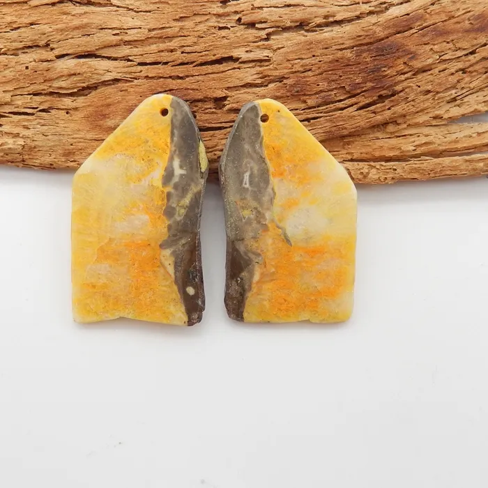 Authentic Natural Stone Bumble Bee Nugget Large Earring Bead 25x11x4mm Handmade Jewelry Women's Earrings Accessory 4.4g