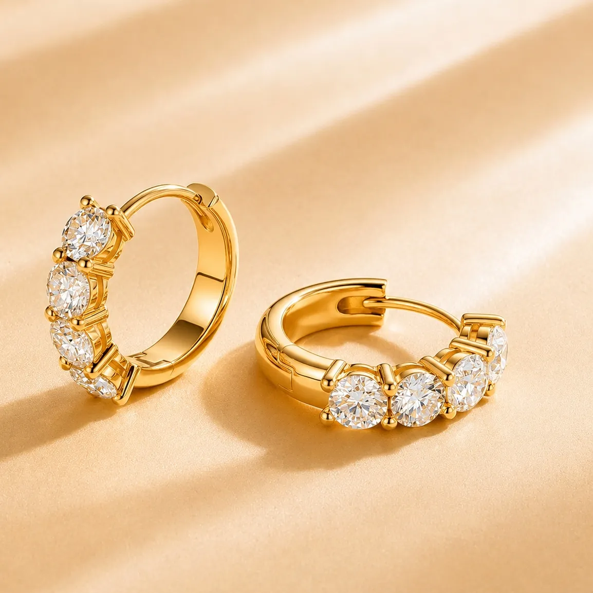 Authentic Custom Lab Grown Diamond Hoop Earrings 9K 14K Gold 2.0cttw 4mm VS Clarity D Color Anniversary Engagement Fine Jewelry for Women