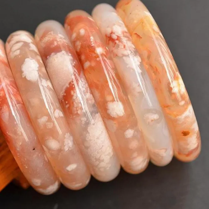 Authentic Flower Agate Bangle Healing Gemstone Fine Jewelry Genuine Natural Stone Cherry Blossom Agate Bangles Bracelet Ladies