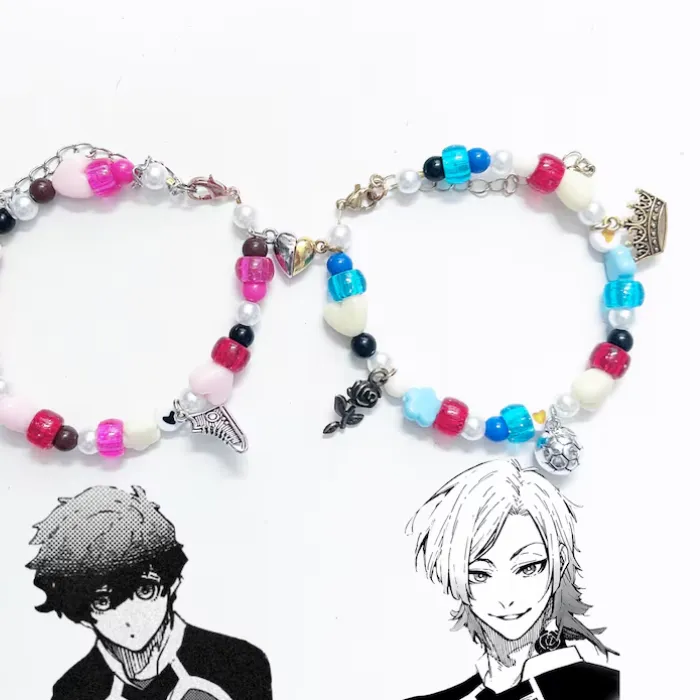 Authentic Michael Kaiser & Alexis Ness Inspired Matching Bracelets - Blue Lock Handmade BFF/Couple Jewelry, Cute Anime Fan Accessories Gif